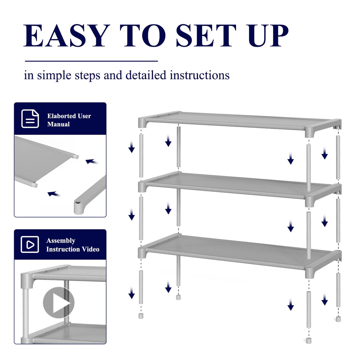 Kitsure Shoe Rack - Non-Woven Shoe Rack Shelf, Shoe Organizer for Closet, Entryway, Garage & Corridor, Stackable Shoe Shelves, 27.5" Wide - 2 Tier, Black