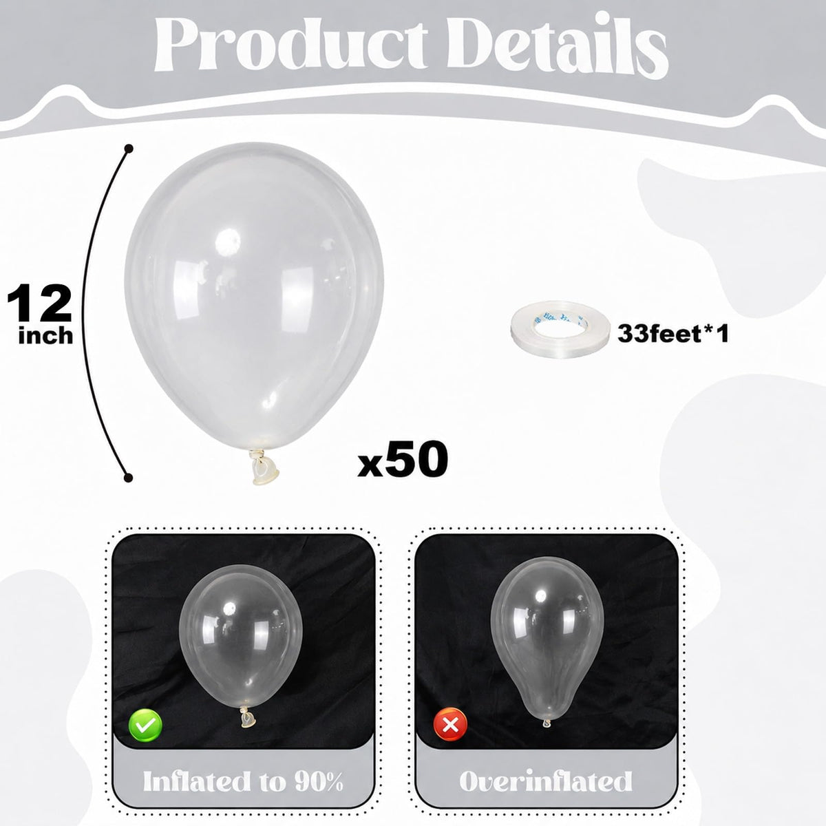 Togvu White Balloons, 50Pack 5 Inch Small Mini Matte White Latex Party Balloons for Wedding Engagement Bridal Baby Shower Anniversary Decorations Supplies