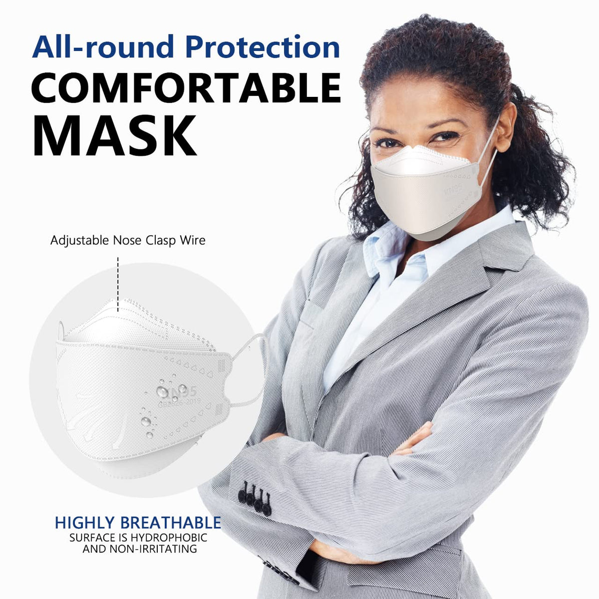 LEVENIS KN95 Face Masks 50 Pack, Breathable Comfortable and Disposable KN95 Mask, Black
