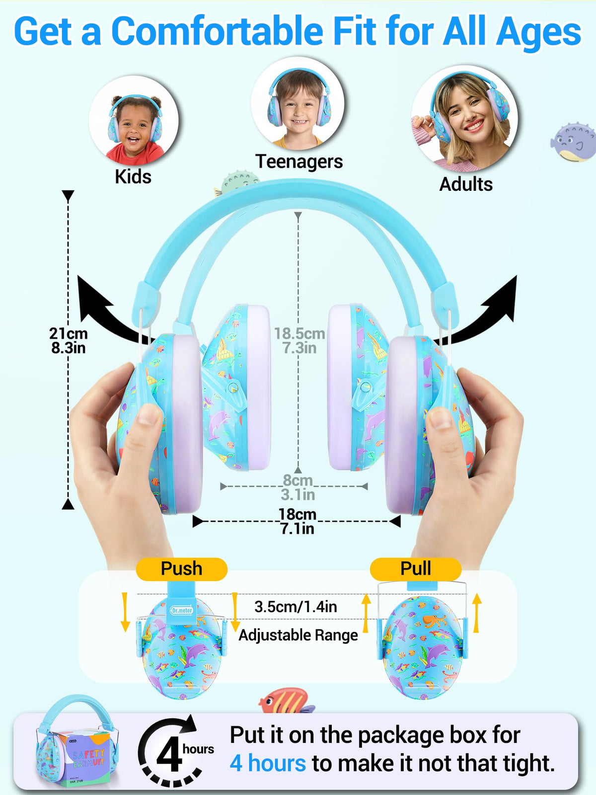 Dr.meter EM100 Noise Cancelling Headphones for Kids Adults, Ear Muffs