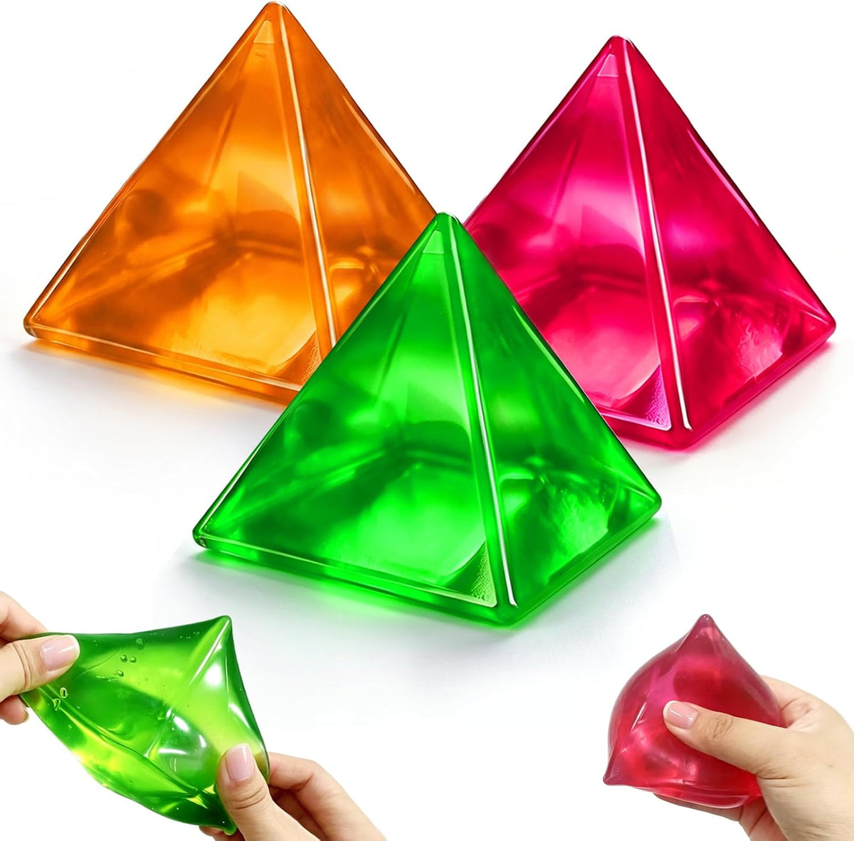 3 Pcs Coconut Oil Squishy Slow Rising Squishy Triangle Pyramid, Soft Squeeze Fidget Toy, Stress Relief Sensory Toy for Kids Party Gifts & Rewards