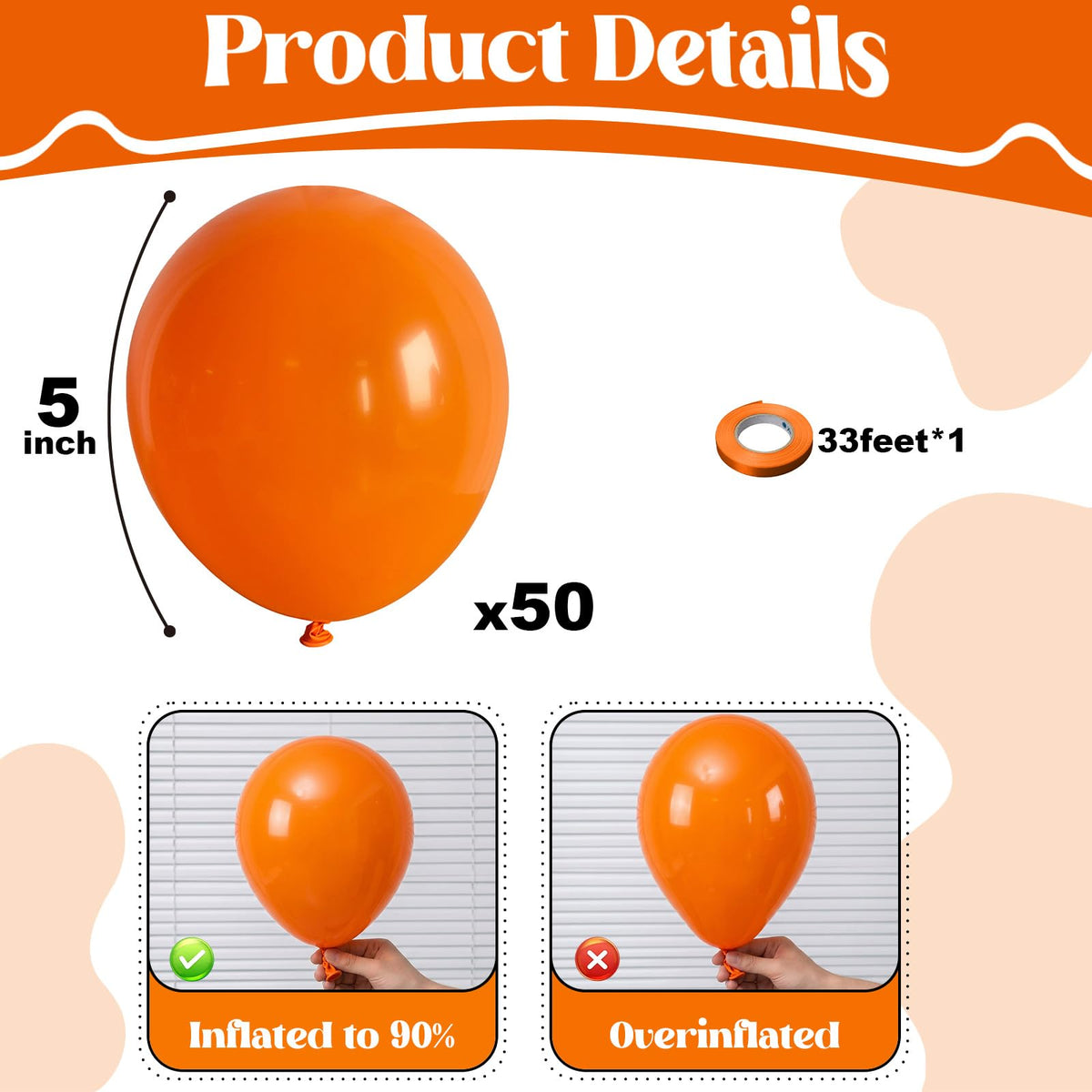 Togvu White Balloons, 50Pack 5 Inch Small Mini Matte White Latex Party Balloons for Wedding Engagement Bridal Baby Shower Anniversary Decorations Supplies
