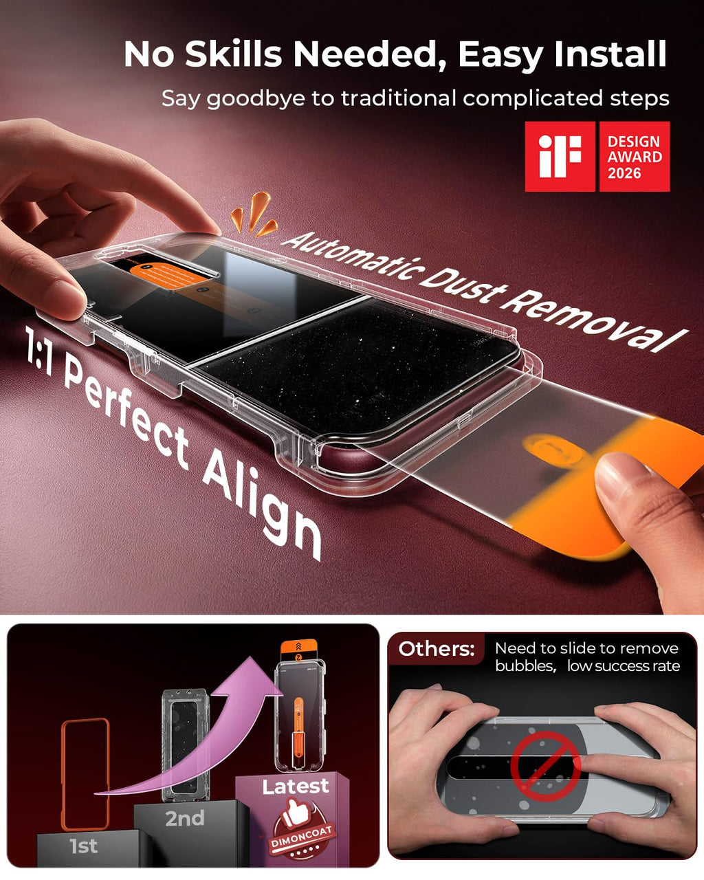 DIMONCOAT Top 9H++ Glass 2 Pack for iPhone 17 Pro Screen Protector 6.3''