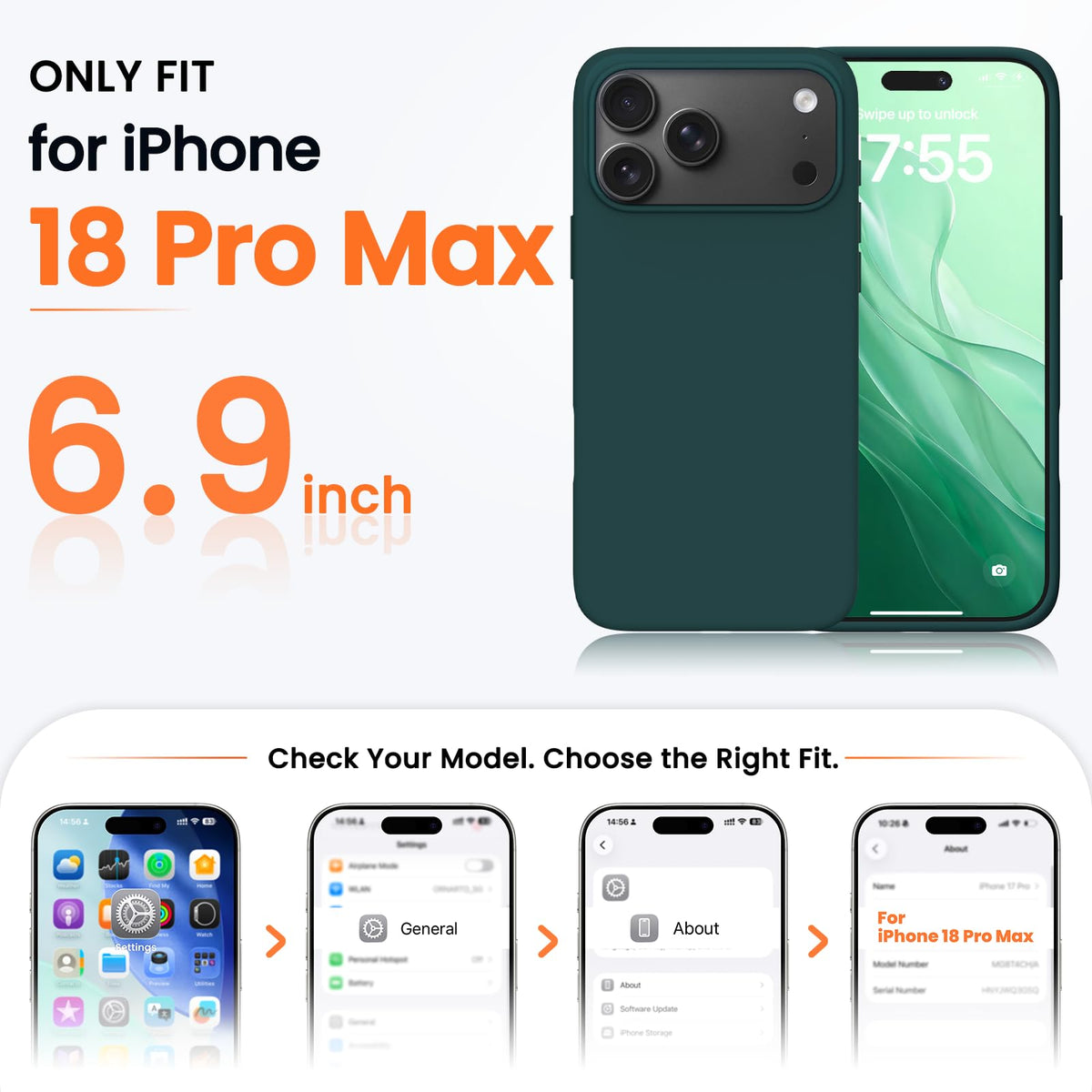 ORNARTO for iPhone 18 Pro Max Case, Liquid Silicone, Cloud Blue