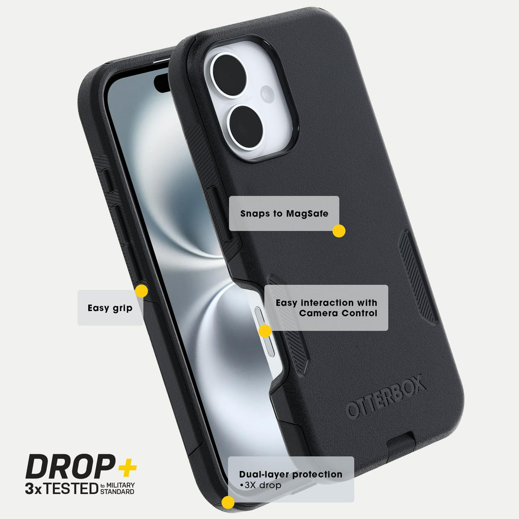 OtterBox iPhone 16 Commuter Series Case - Baby Blue Jeans, Thin & Protective iPhone Case, Dual-Layer, Impact Absorbing iPhone Case