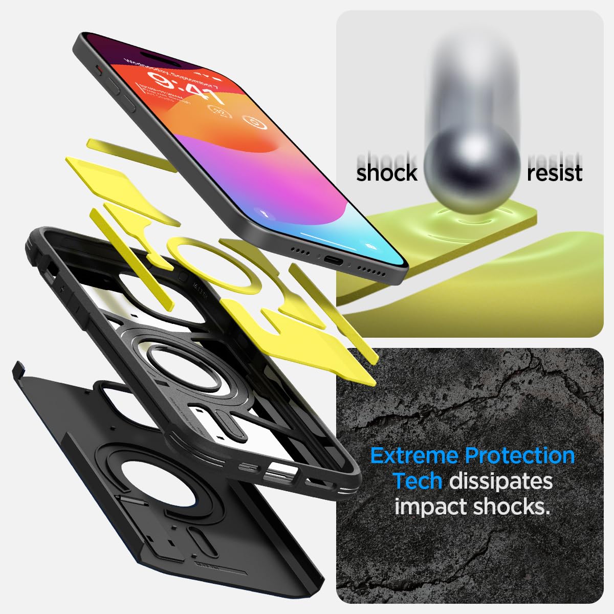 Spigen Tough Armor MagFit for iPhone 15 Pro Case, Metal Slate
