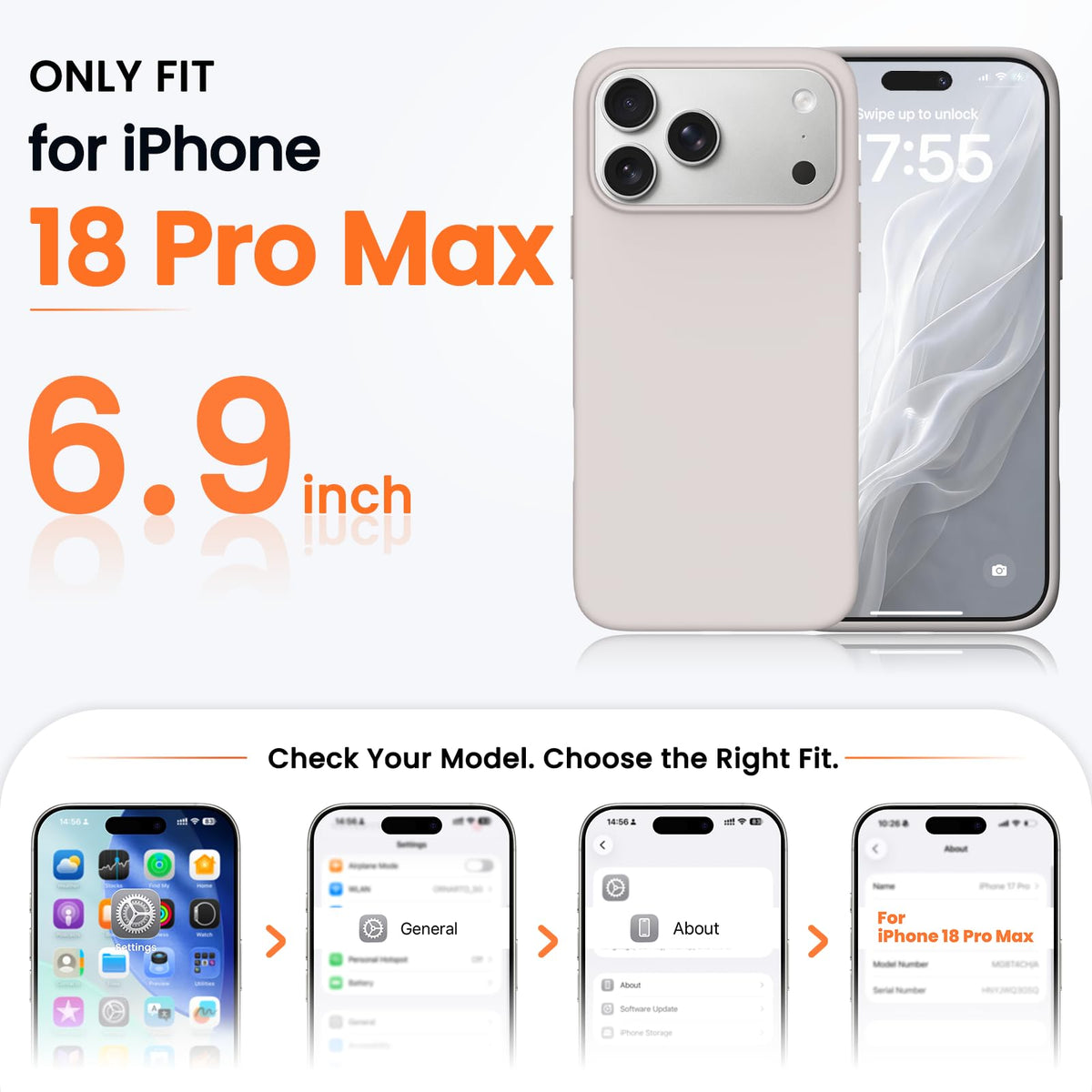 ORNARTO for iPhone 18 Pro Max Case, Liquid Silicone, Cloud Blue