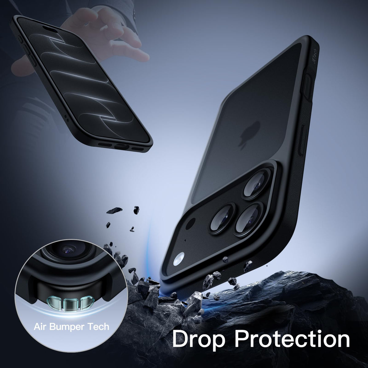 JETech Matte Case for iPhone Air, Black