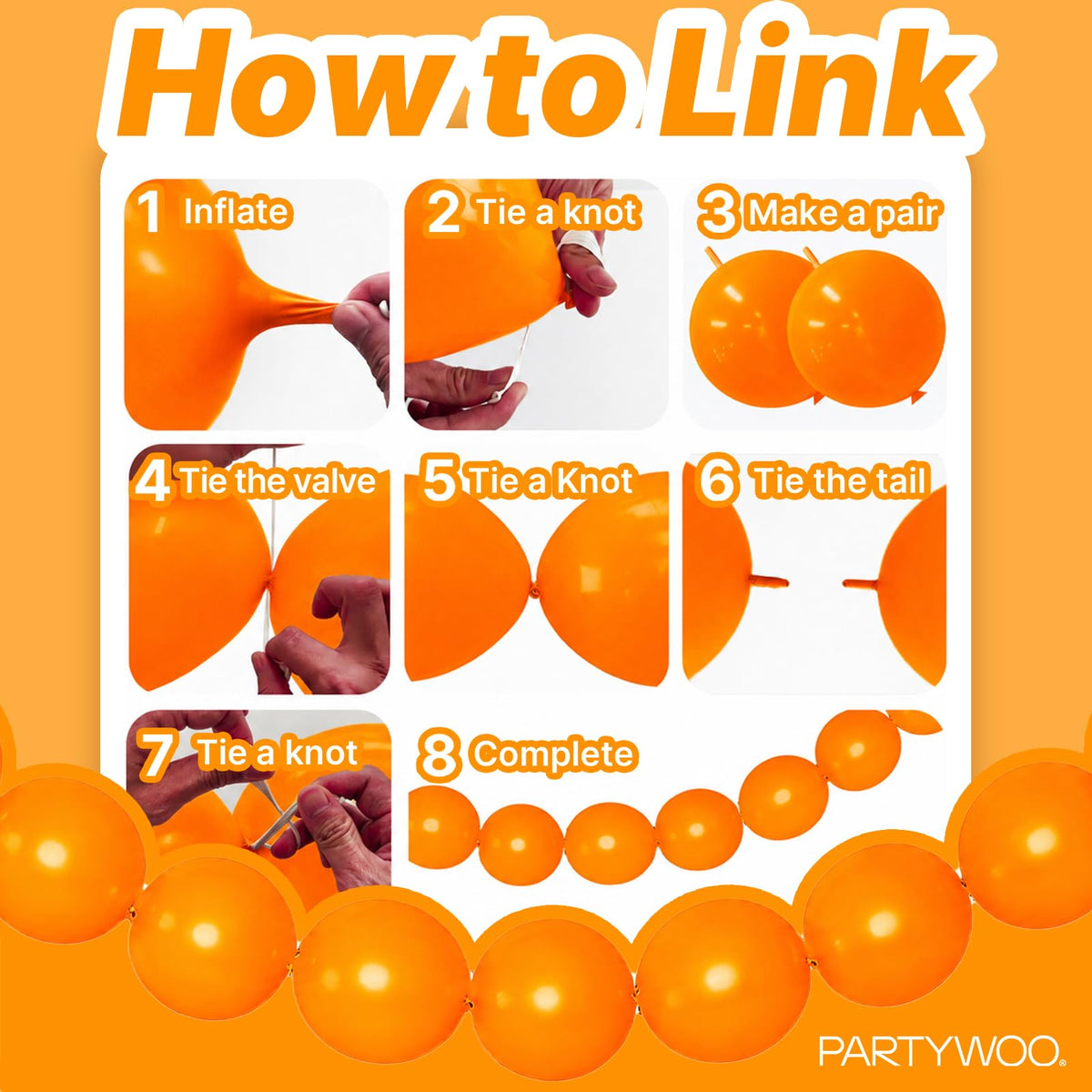 PartyWoo Metallic Gold Linking Balloons 100pcs 6 Inch Gold Link Balloons
