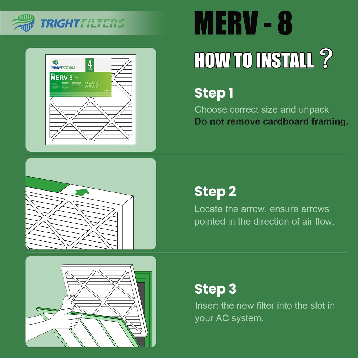 TRIGHTFILTERS 14x20x1 Air Filter 4 Pack, MERV 8 Filter Replacement