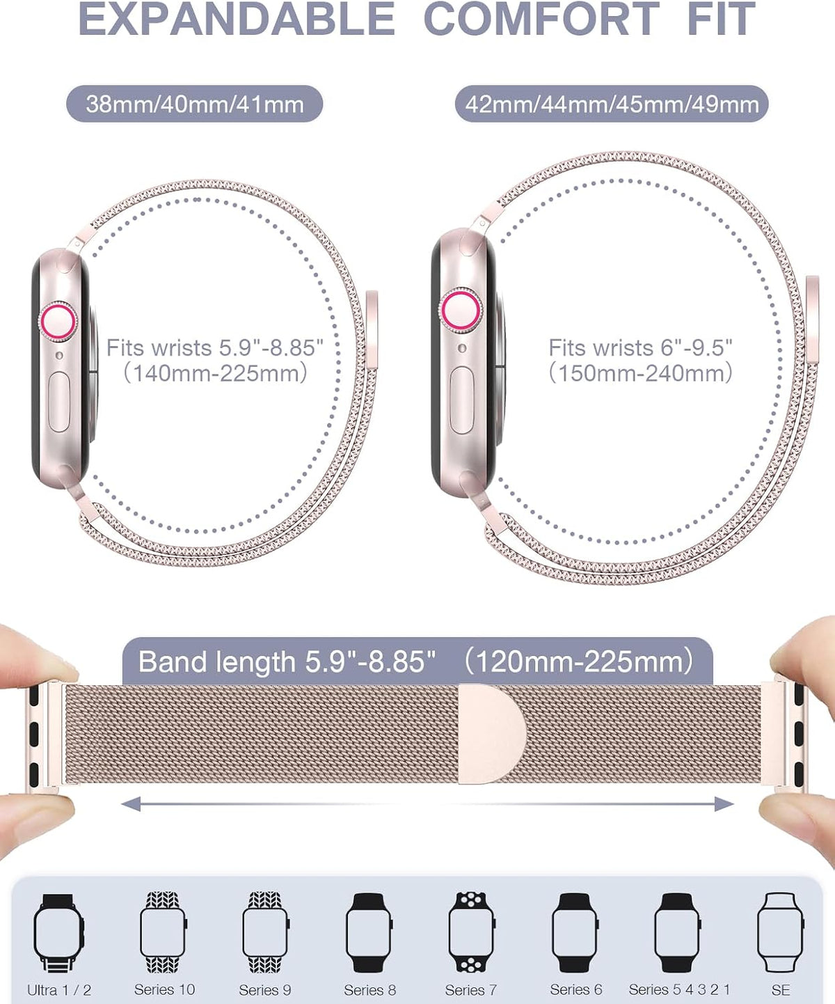 Original Milanese Loop Compatible with Apple Watch Bands for Women & Men
