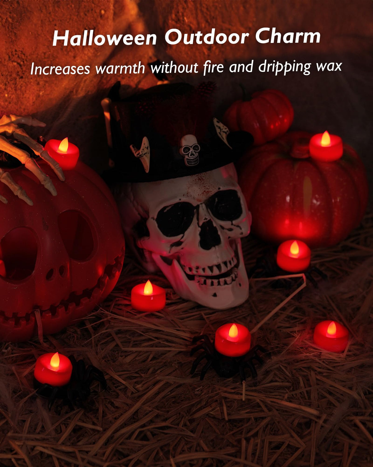 merrynights LED Candles, Tea Lights Candles Battery Operated Bulk, 24-Pack Long-Lasting 200 Hours Flameless Tealight Candles, Realistic Tea Lights for Halloween Christmas Wedding, 1.5'' D X 1.25'' H
