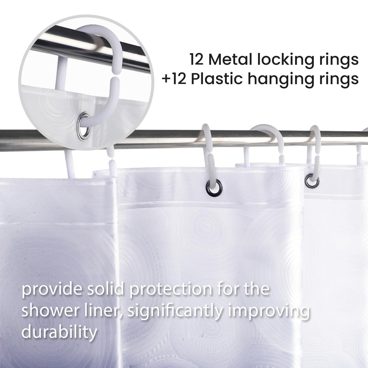LiBa Shower Curtain PEVA 8G, 72x72 Inch Waterproof Clear