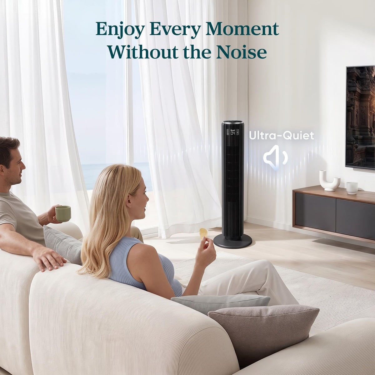 Levoit Tower Fan for Bedroom, 20dB Quiet Desk Fan, Easy to Carry & Plug-in