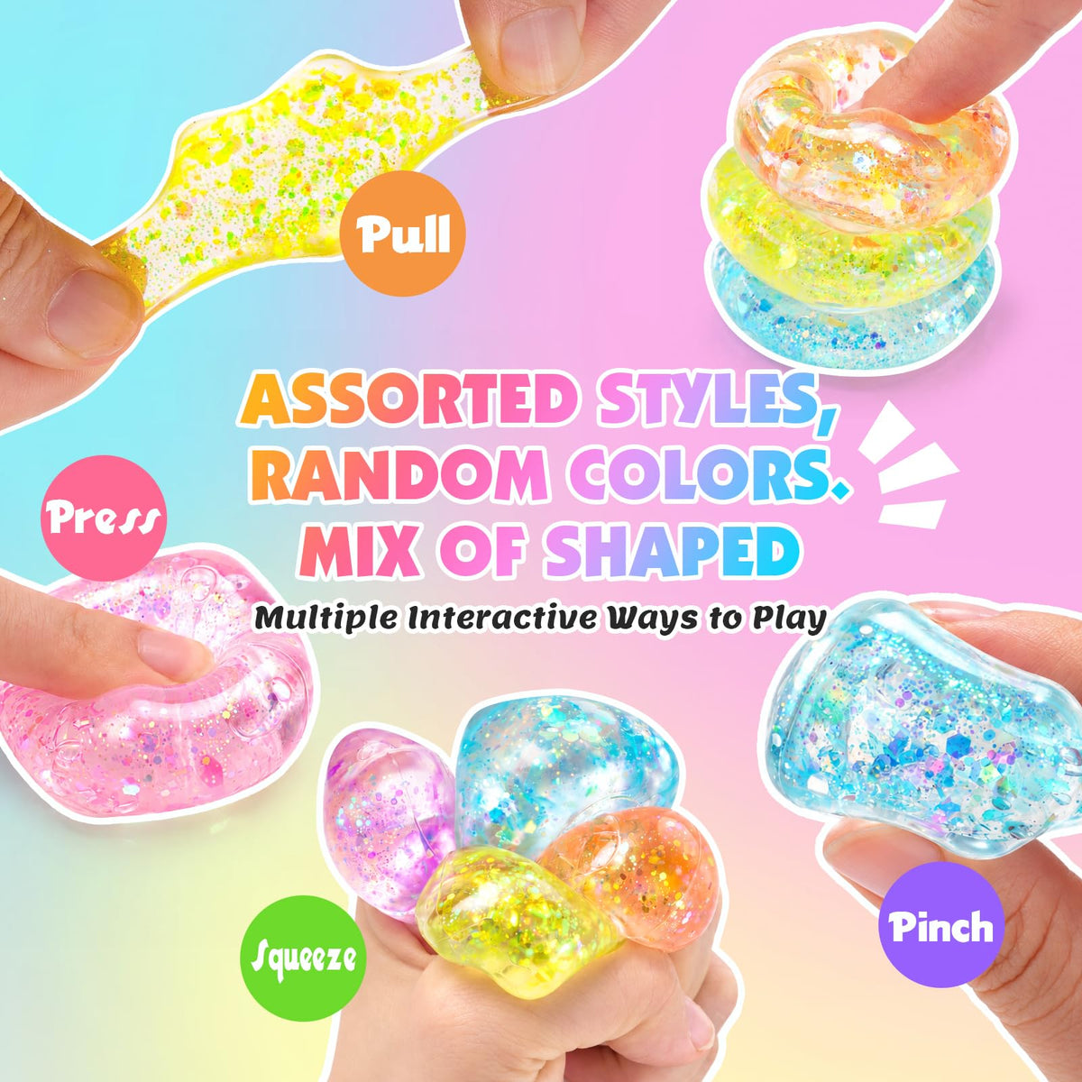 VESPRO 12Pack Fidget Toys Squishy ，Cute Bear Squeeze Ball