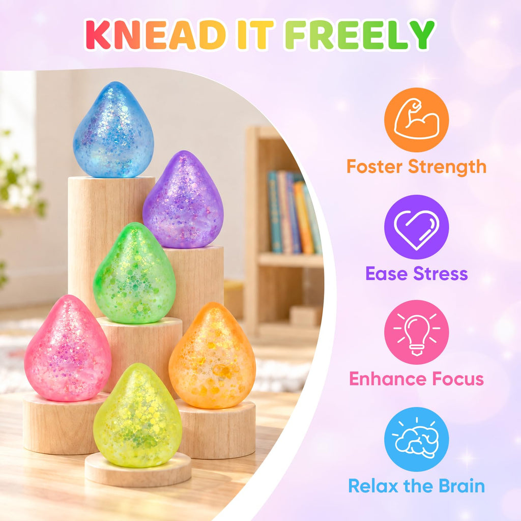 VESPRO 12Pack Fidget Toys Squishy ，Cute Bear Squeeze Ball