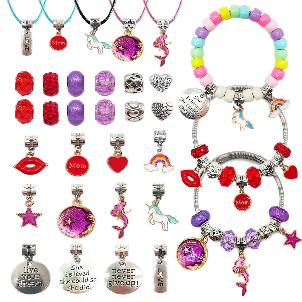 leitait Girls Toys Bracelet Making Kit -3400pcs Charm Jewelry Making Kit Supplies,Unicorn/Mermaid Crafts Birthday Christmas Gifts for Girls Ages 5 6 7 8 9 10 11 12 Years Old