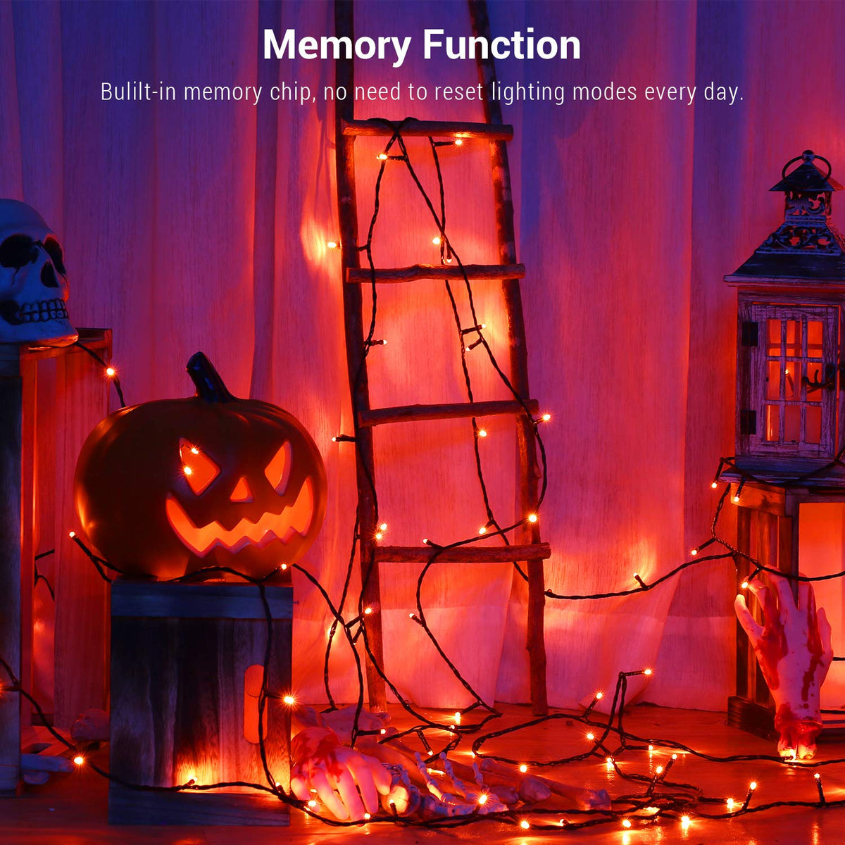 Brizled LED Halloween Lights Indoor Outdoor Orange & Purple String Light