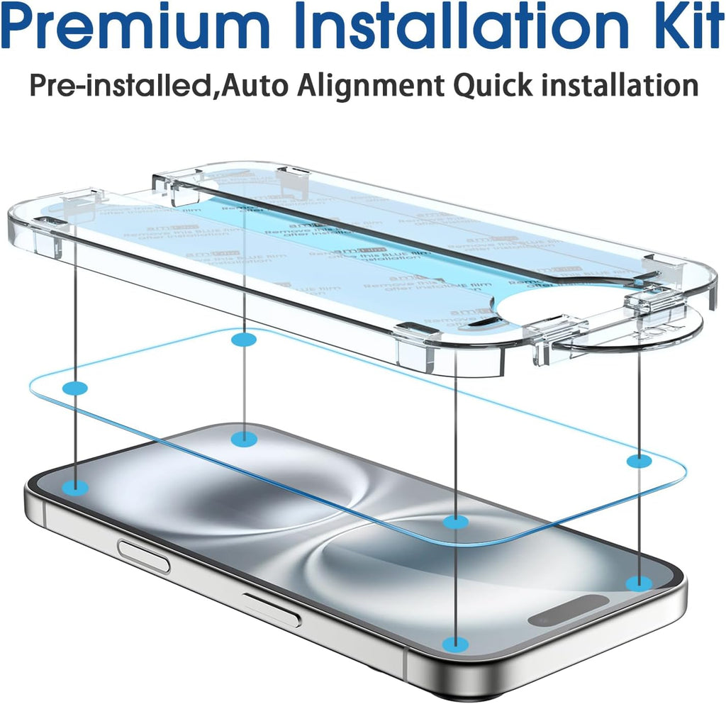 amFilm OneTouch for iPhone 17e / iPhone 16e Screen Protector Tempered Glass