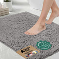 GORILLA GRIP Bath Rug Mat for Bathroom, Absorbent Chenille, 24x17 Gray