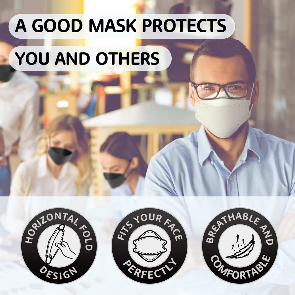 LEVENIS KN95 Face Masks 50 Pack, Breathable Comfortable and Disposable KN95 Mask, Black