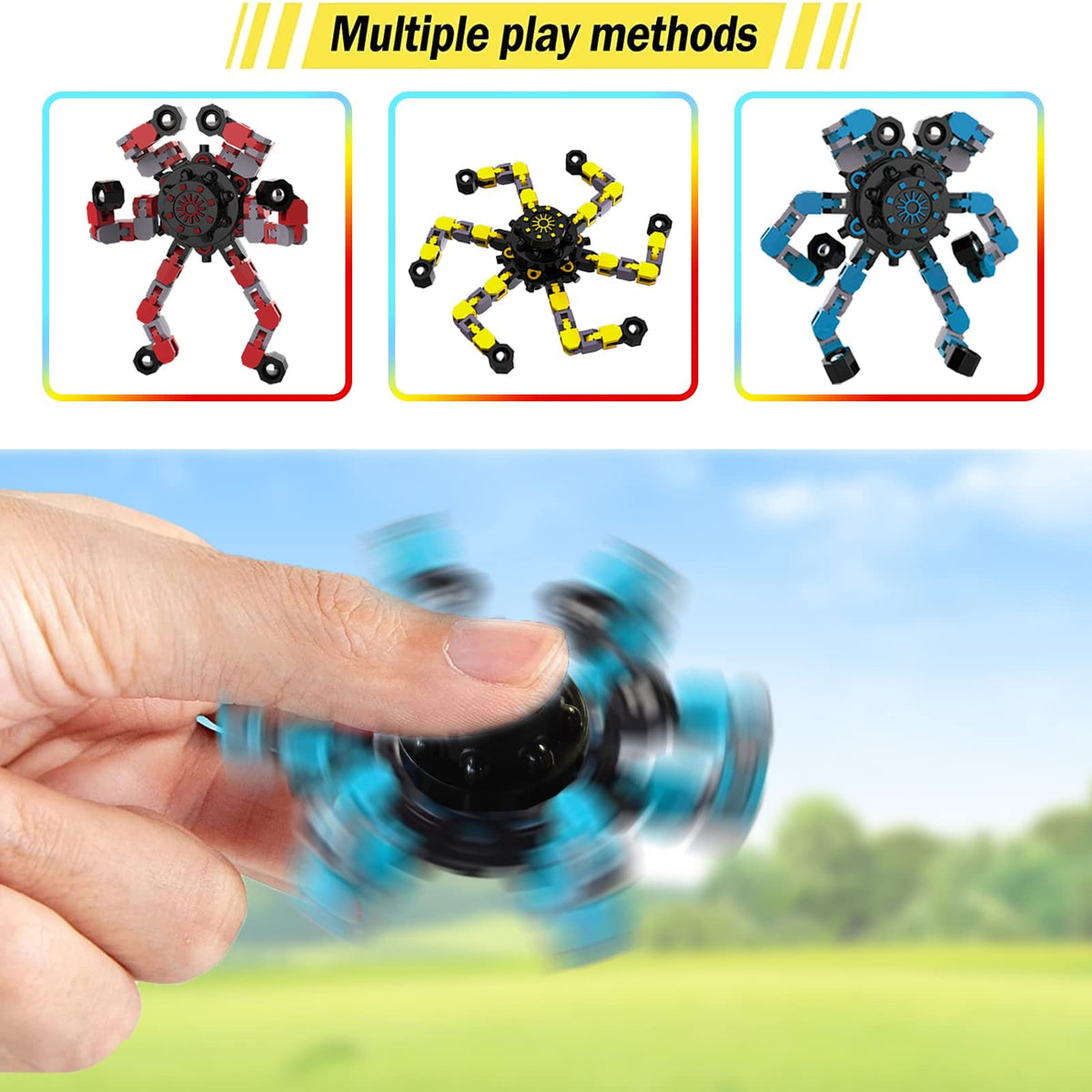 Transformable Fidget Spinners,9PCS Funny Sensory Fidget Toys for Kids