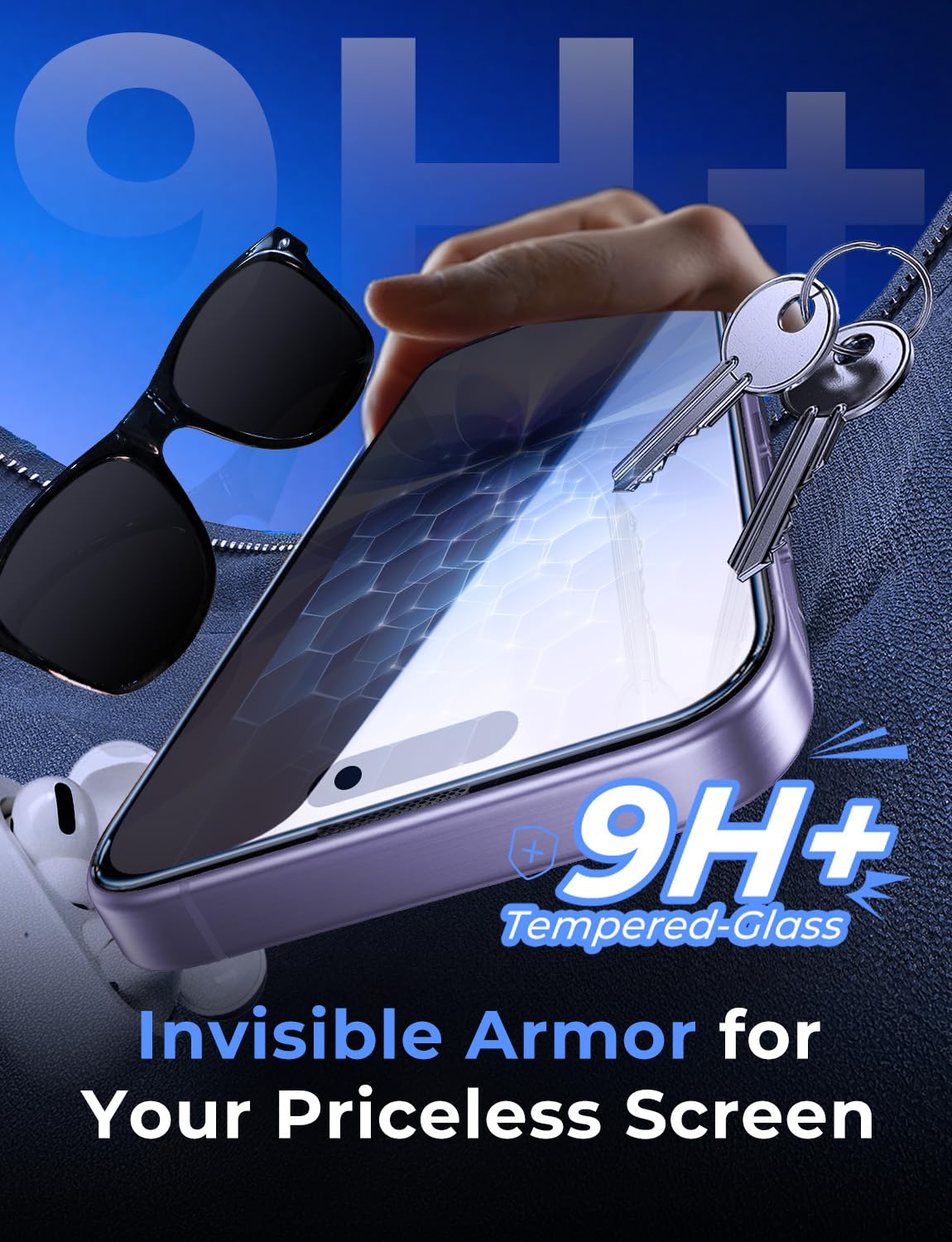 MAGIC JOHN for iPhone 16e Privacy Tempered glass Screen Protector 6.1 inch