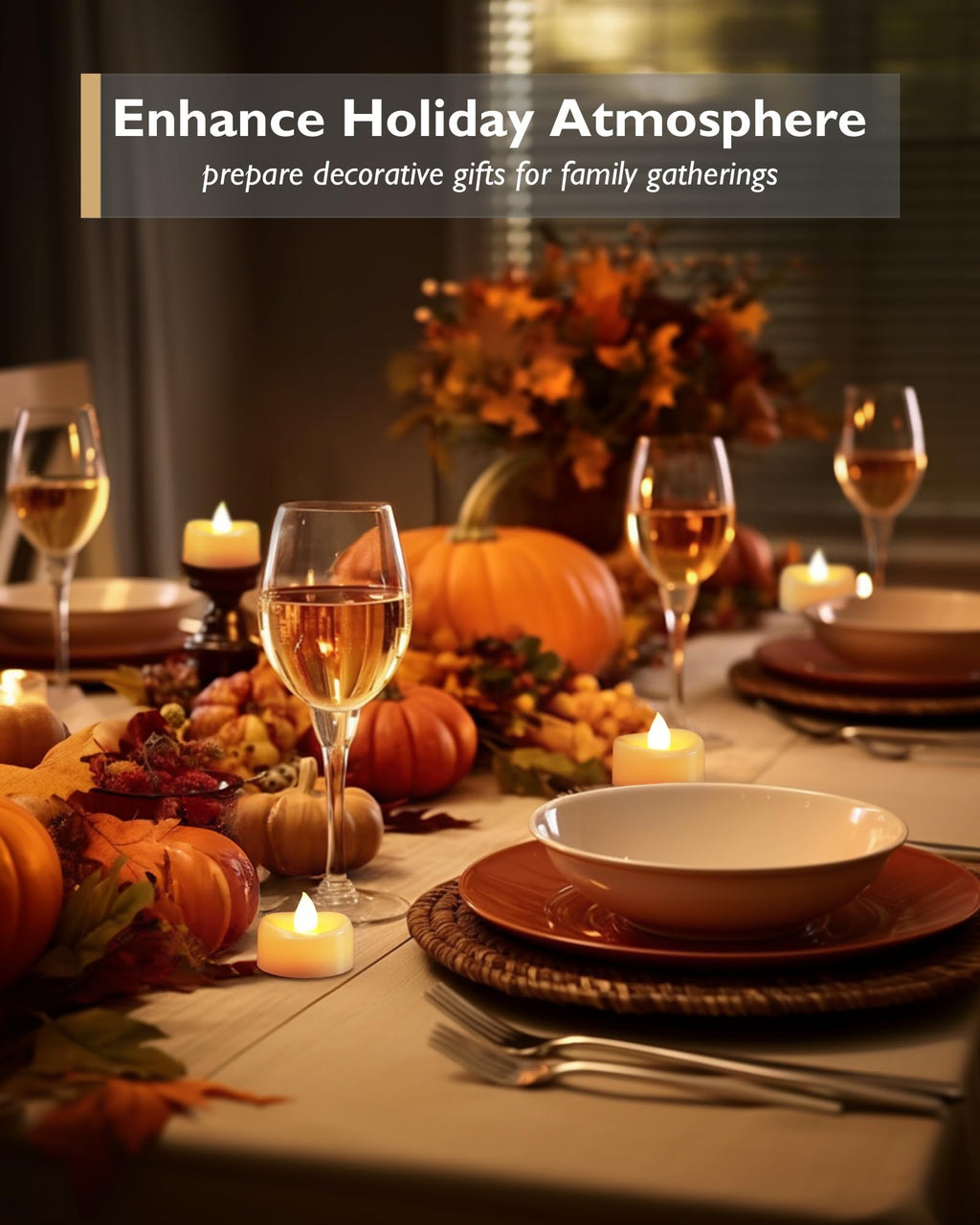 merrynights LED Candles, Tea Lights Candles Battery Operated Bulk, 24-Pack Long-Lasting 200 Hours Flameless Tealight Candles, Realistic Tea Lights for Halloween Christmas Wedding, 1.5'' D X 1.25'' H