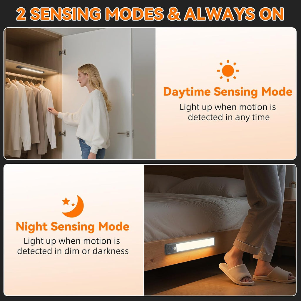 Under Cabinet Lighting Wireless, 15inch Motion Sensor Light, 3Pack-Black