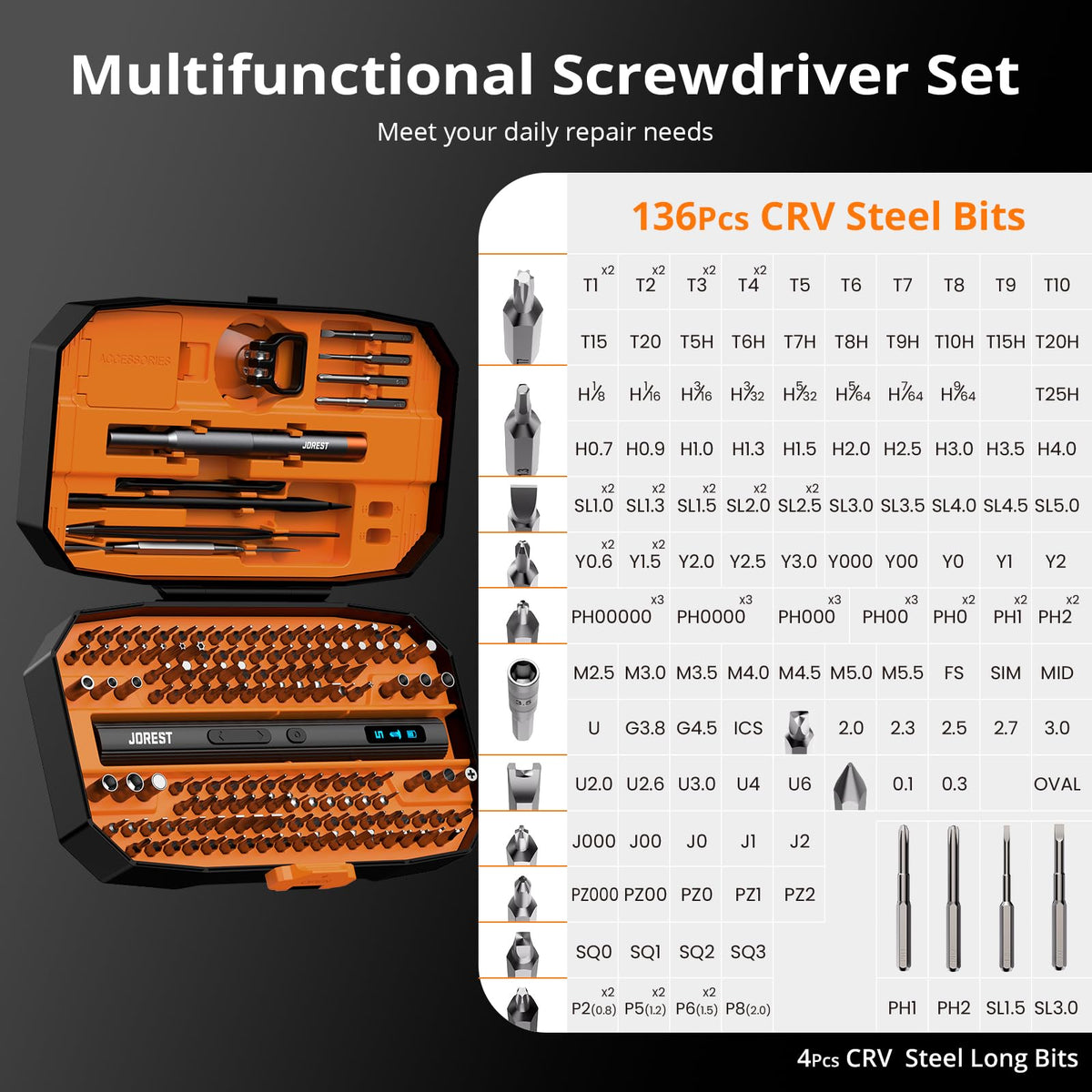 JOREST Small Precision Screwdriver Set with Torx Triwing Phillips, Mini Repair Tool Kit for Macbook, Computer, Laptop, PC, iPhone, PS5, Xbox, Switch, Glasses, Watch, Ring Doorbell, Electronics