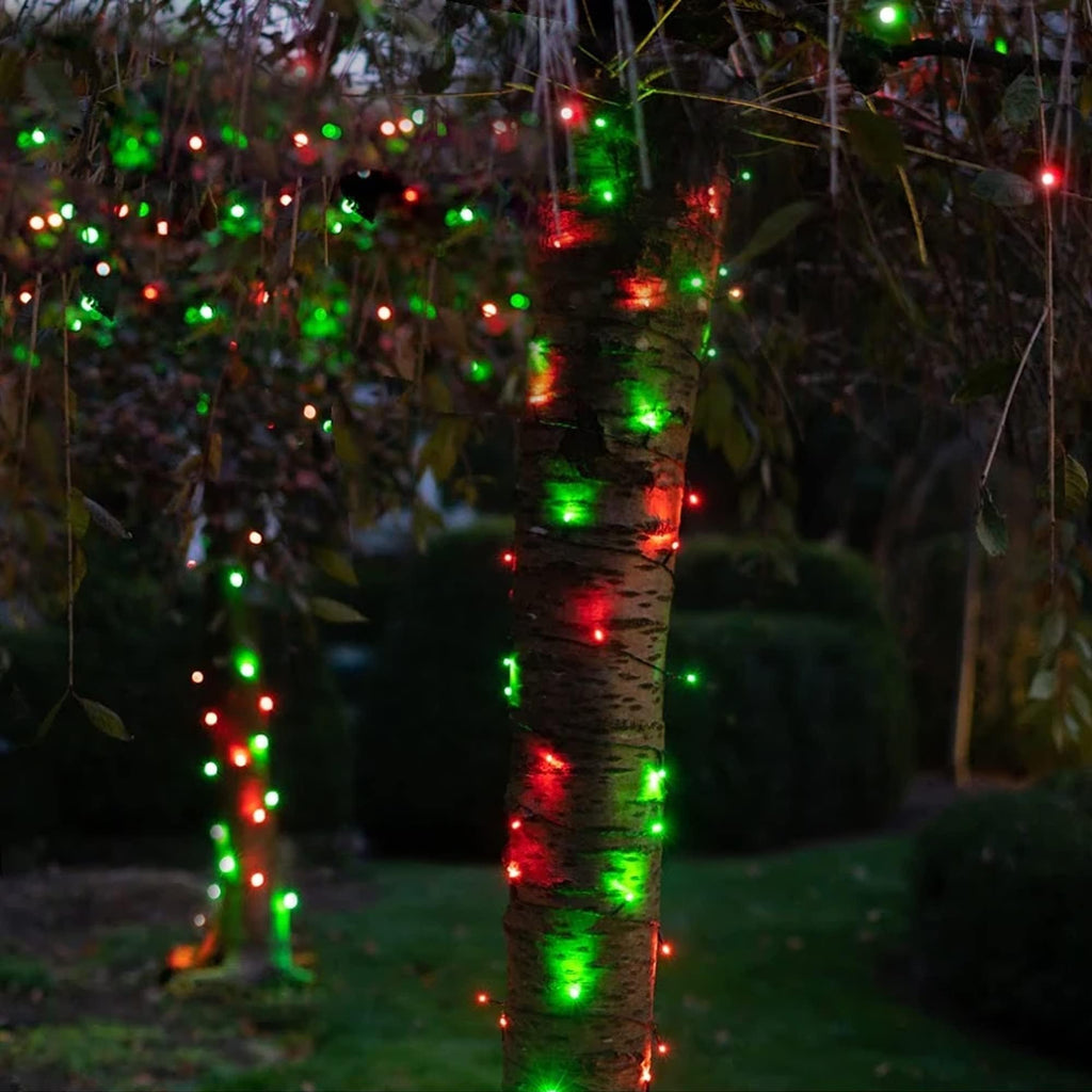 DAZZLE BRIGHT Halloween 300 LED String Lights, 100FT String Lights with 8 Lighting Modes, Halloween Decorations for Party Carnival Supplies, Outdoor Yard Garden Decor (Purple & Orange)