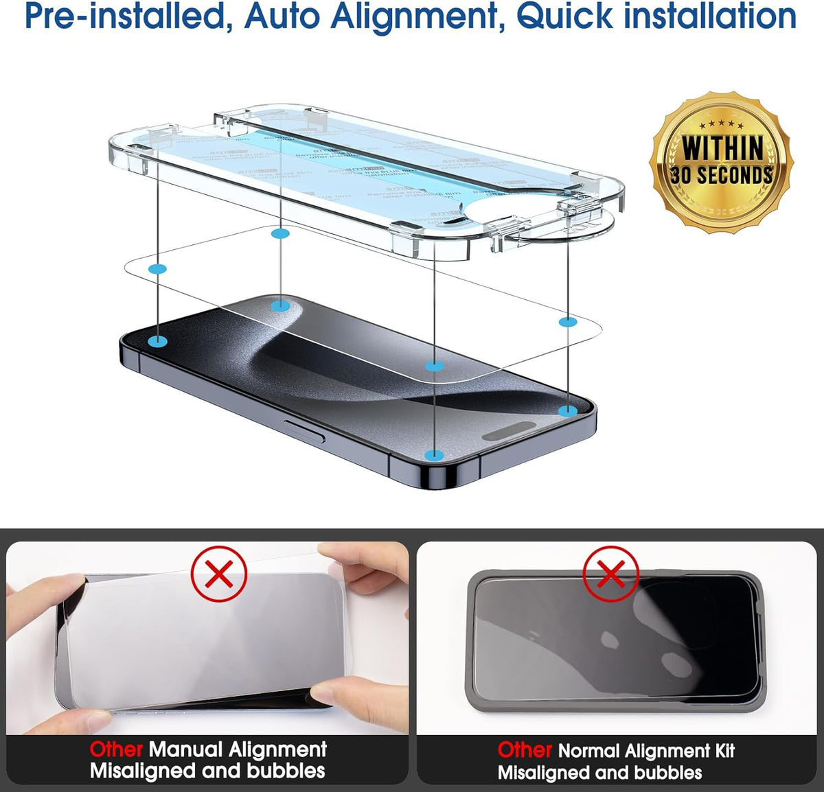amFilm OneTouch for iPhone 17e / iPhone 16e Screen Protector Tempered Glass