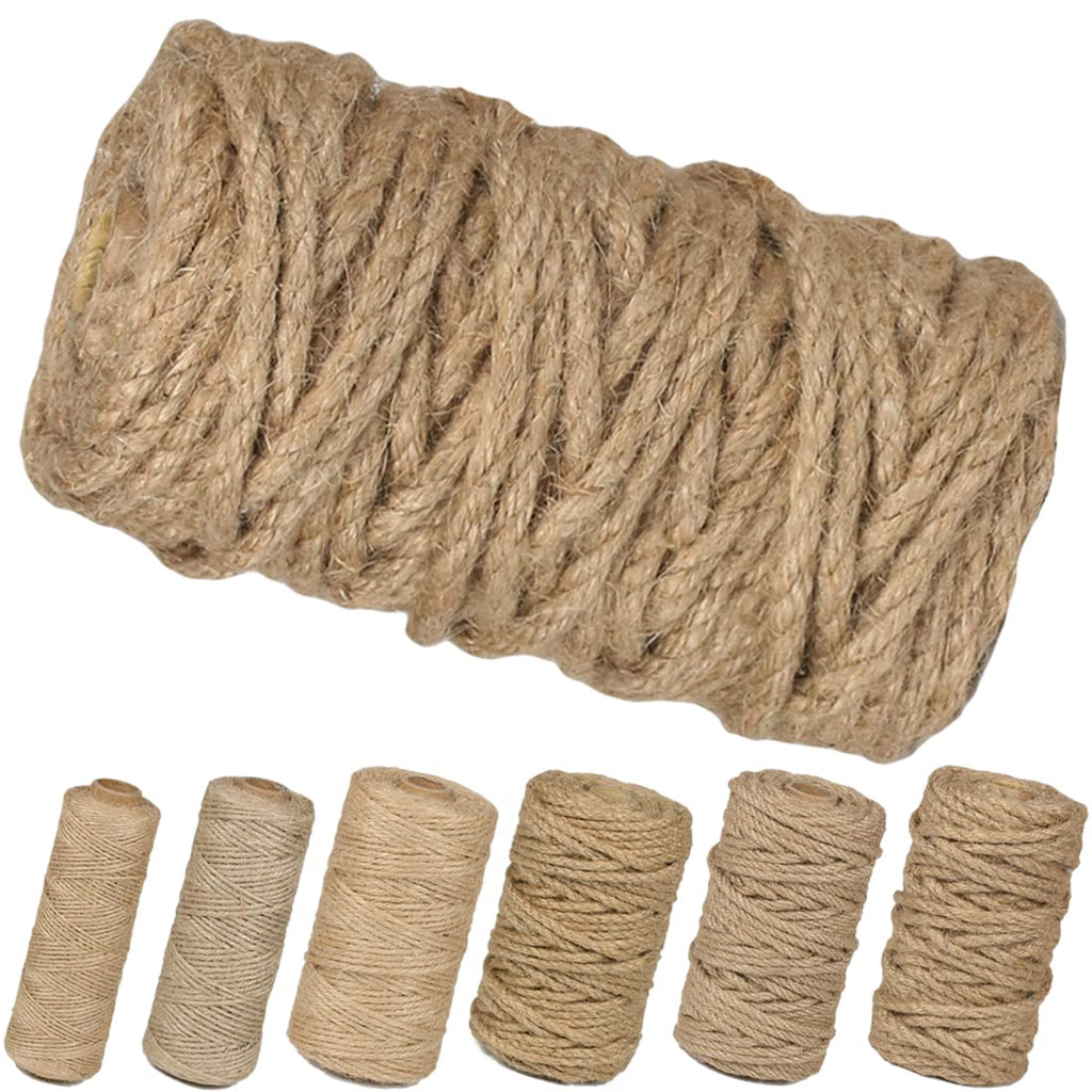 PerkHomy 1100FT Jute Twine String 2mm 3ply Natural Thin Twine for Craft Gardening Gift Wrapping Packing Material Wedding Christmas Decoration Bulk