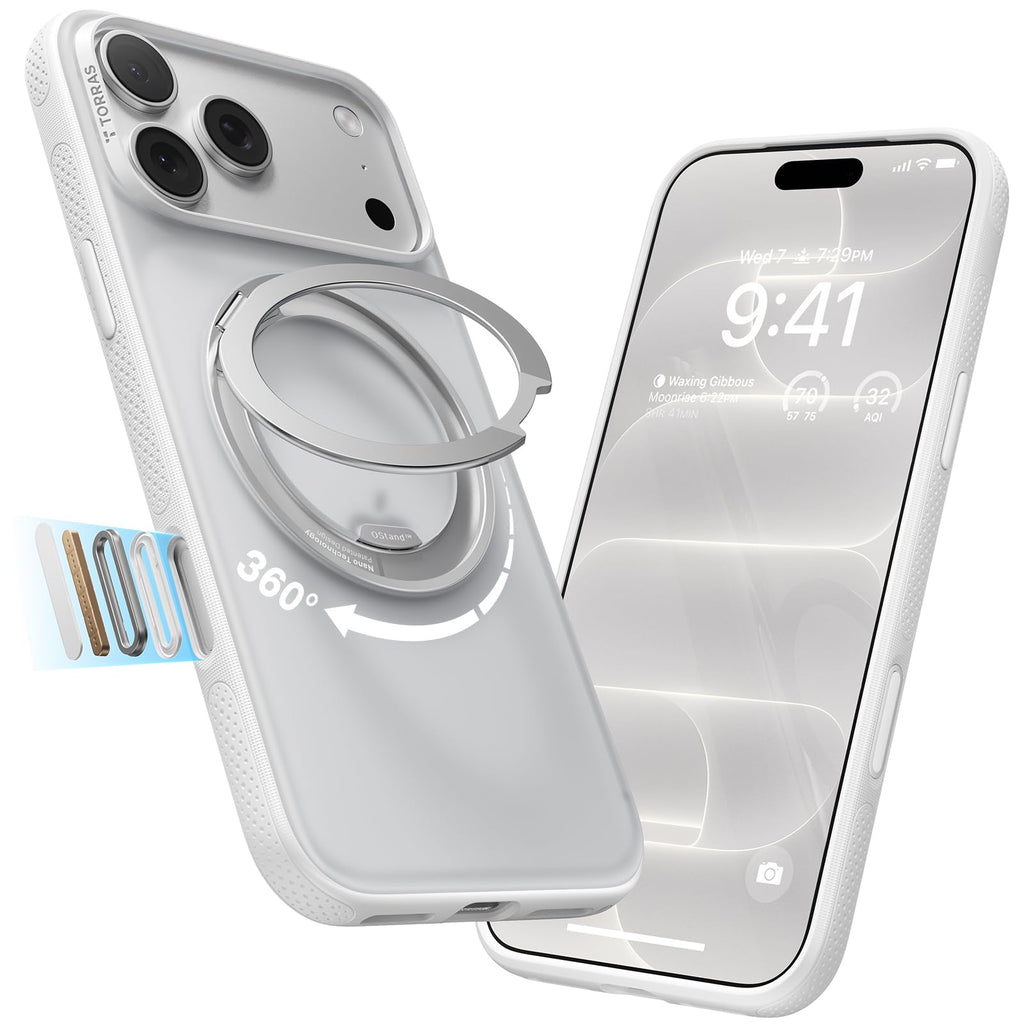 TORRAS 360 Magnetic Stand for iPhone 17 Pro Max Case, Clear
