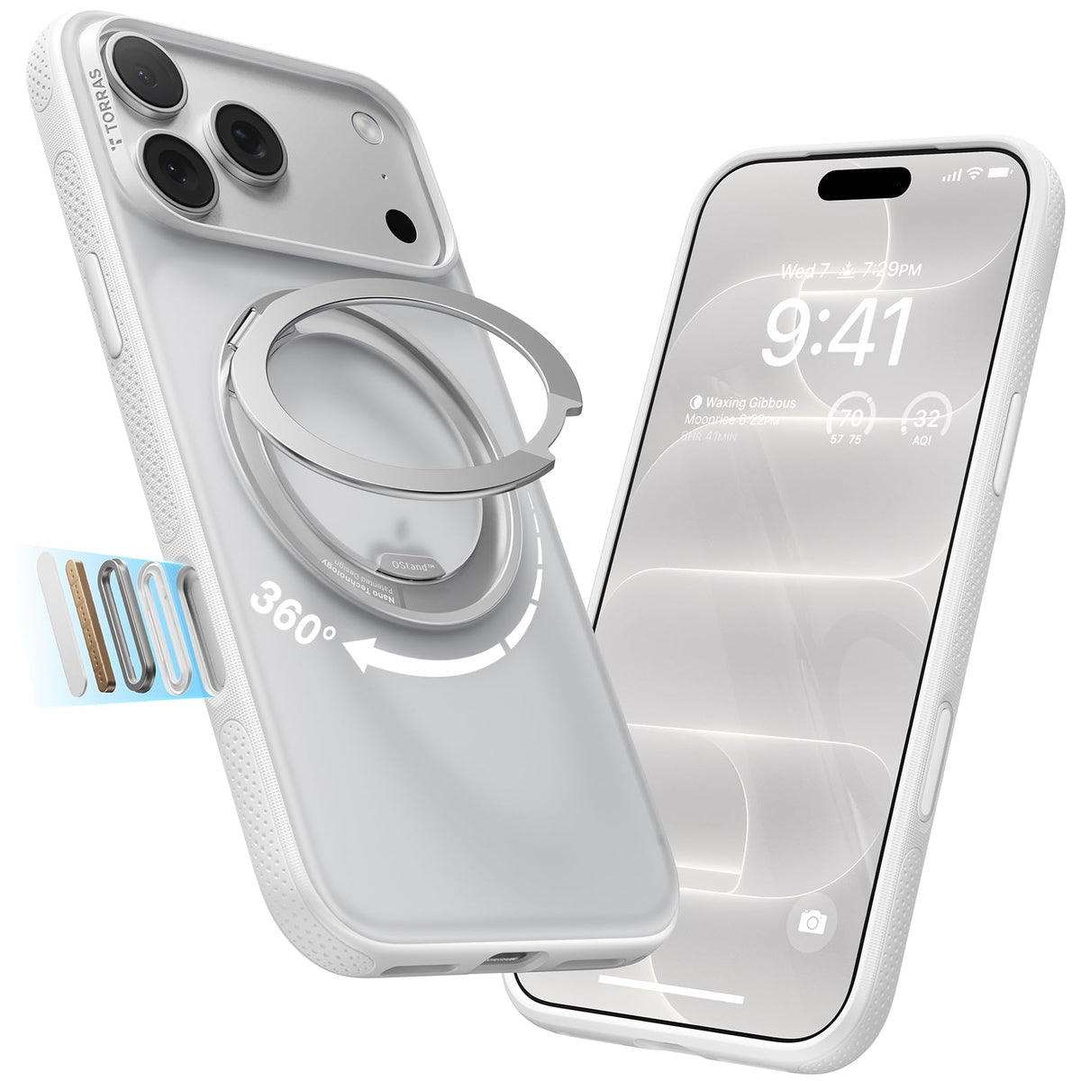 TORRAS 360 Magnetic Stand for iPhone 17 Pro Max Case, Clear