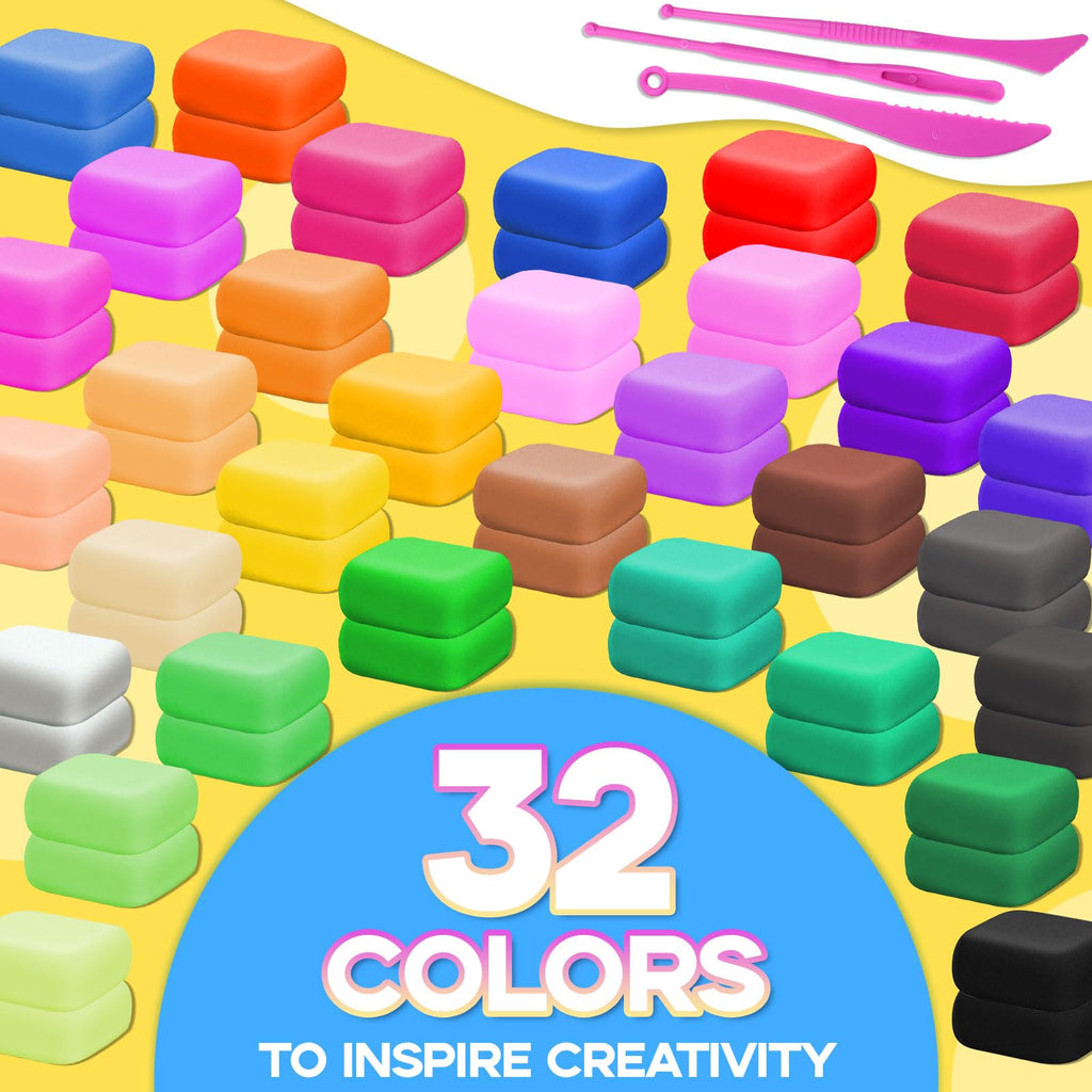 MuseLuxe Air Dry Clay - 32 Colors Modeling Clay Kit with 3 Sculpting Tools