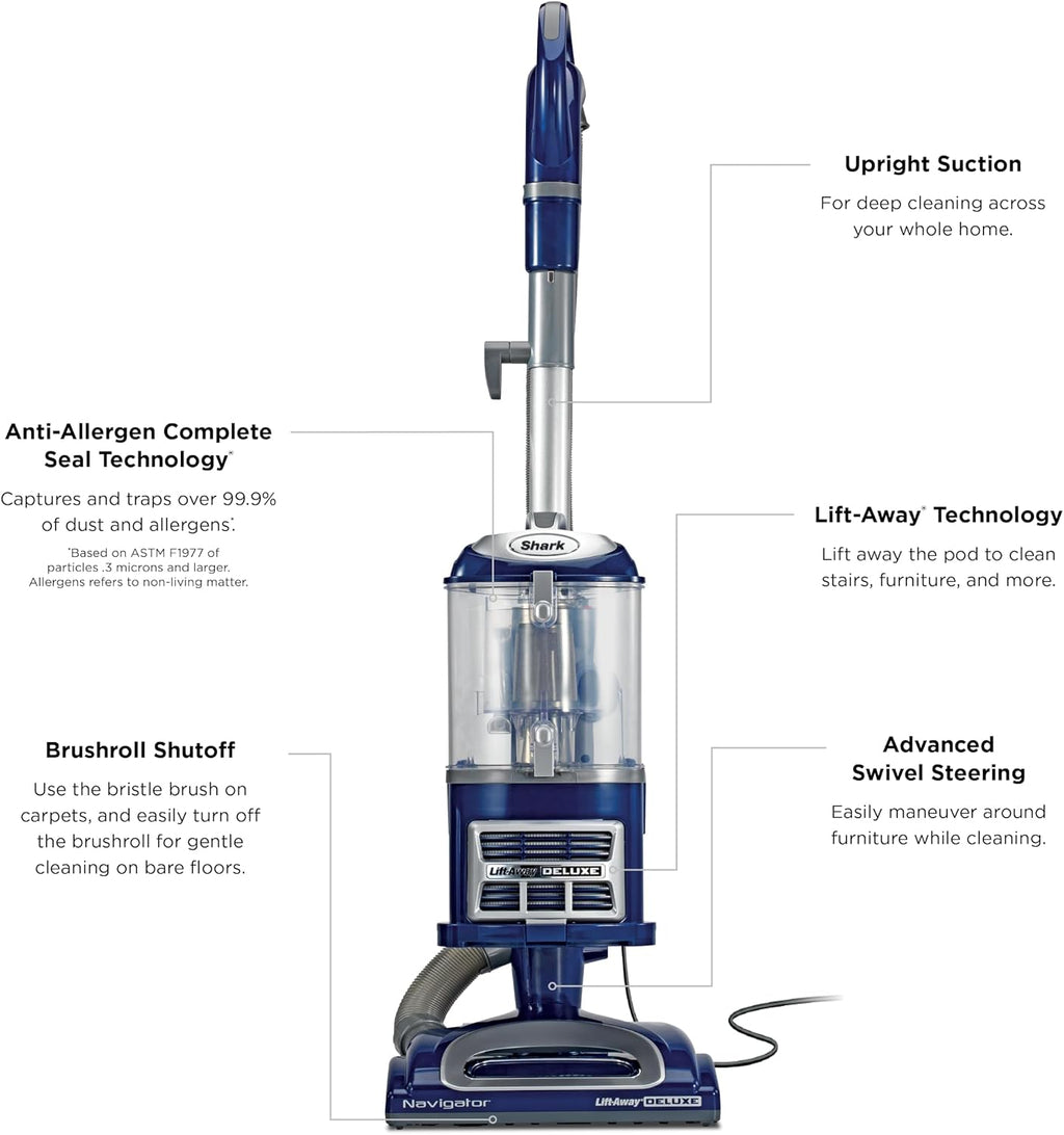 Shark Navigator Lift-Away Vacuum, HEPA, Carpet and Pet Hair, Blue, NV360
