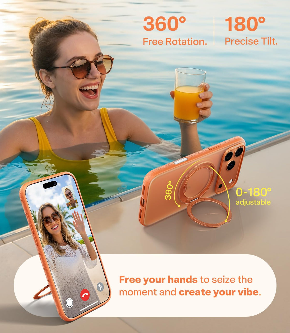 TORRAS 360 Magnetic Stand for iPhone 17 Pro Max Case, Clear
