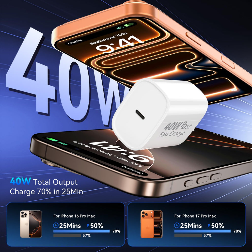 iPhone 18 17 16 Pro Max Charger Fast Charging, 20W iPhone Duo USB C Charger