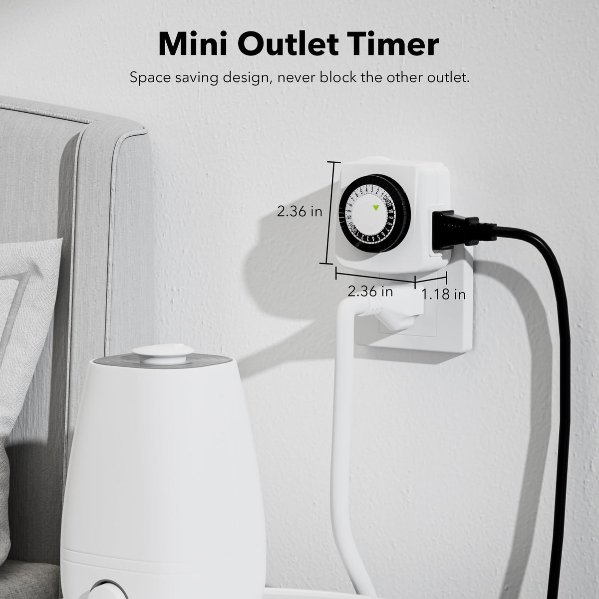 BN-LINK U47 Indoor Mini 24-Hour Mechanical Outlet Timer, 3-Prong, 2-Pack