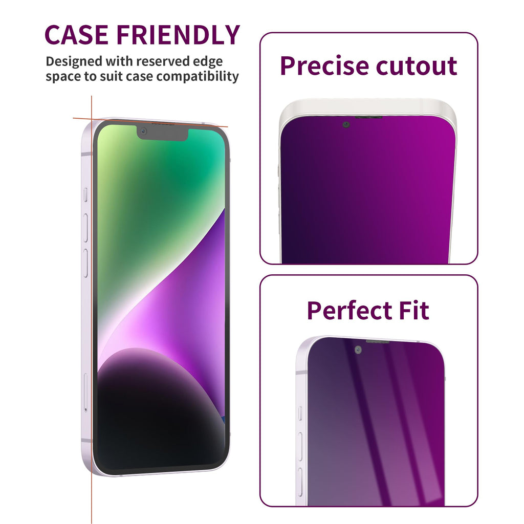 2 Pack Privacy Screen Protector for iPhone 14 Pro Max Purple