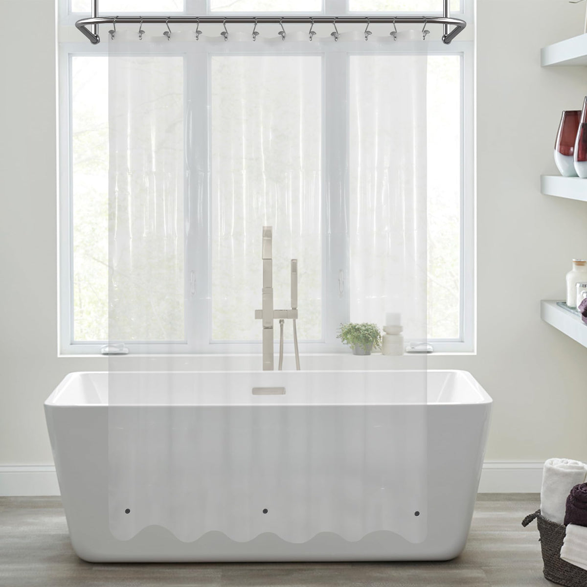 Mrs Awesome Dark Gray Shower Curtain Liner with 3 Magnets, 72x72