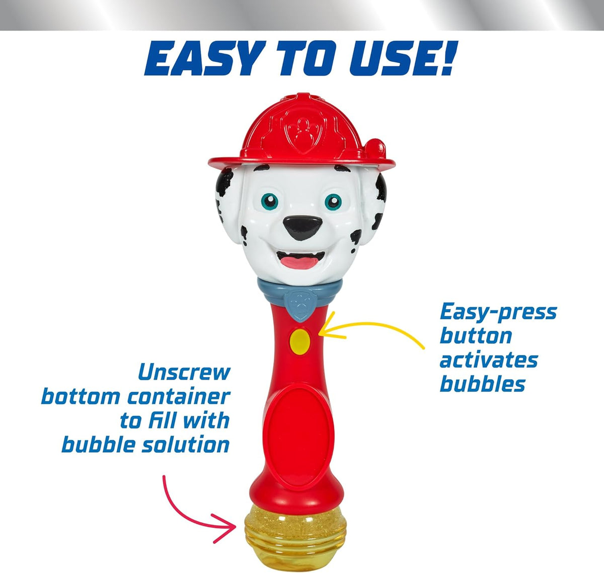 Little Kids Paw Patrol Marshall Light and Sound Musical Bubble Wand, Includes Bubble Solution