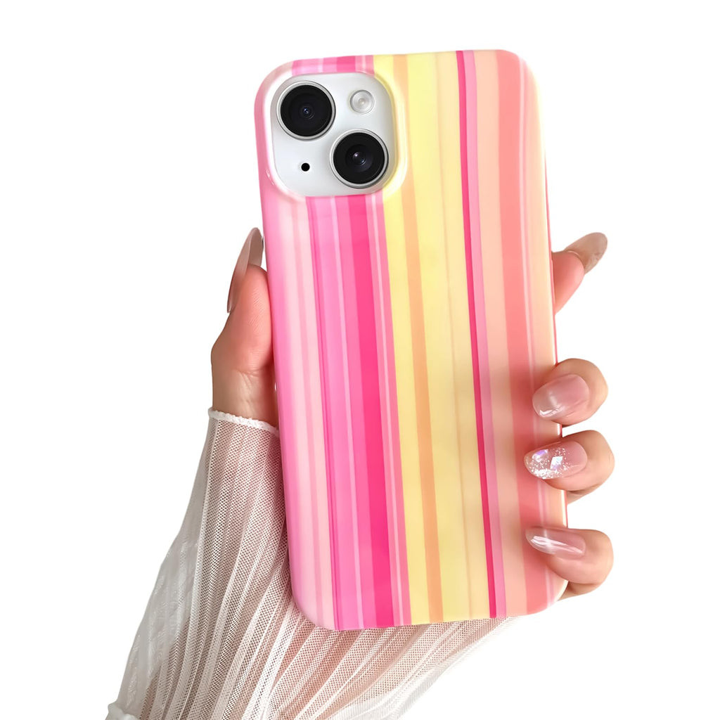 Yeddabox for iPhone 15 Pro Case Cute Striped Phone Case Soft TPU Slim Shockproof Phone Cover for Women Girls, Green and Blue