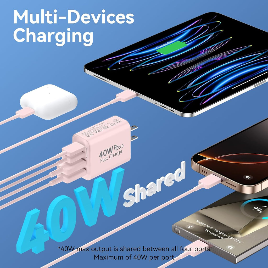 USB C Charger Block Multiple Ports Wall Charger Fast Phone Charging Blocks