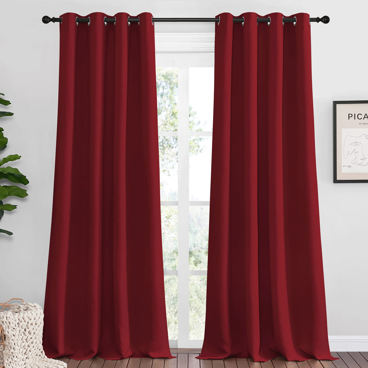 NICETOWN Thermal Insulated Solid Grommet Blackout Curtains/Drapes/Panels for Dining Room (Hunter Green, 1 Pair, 42 by 63-Inch)