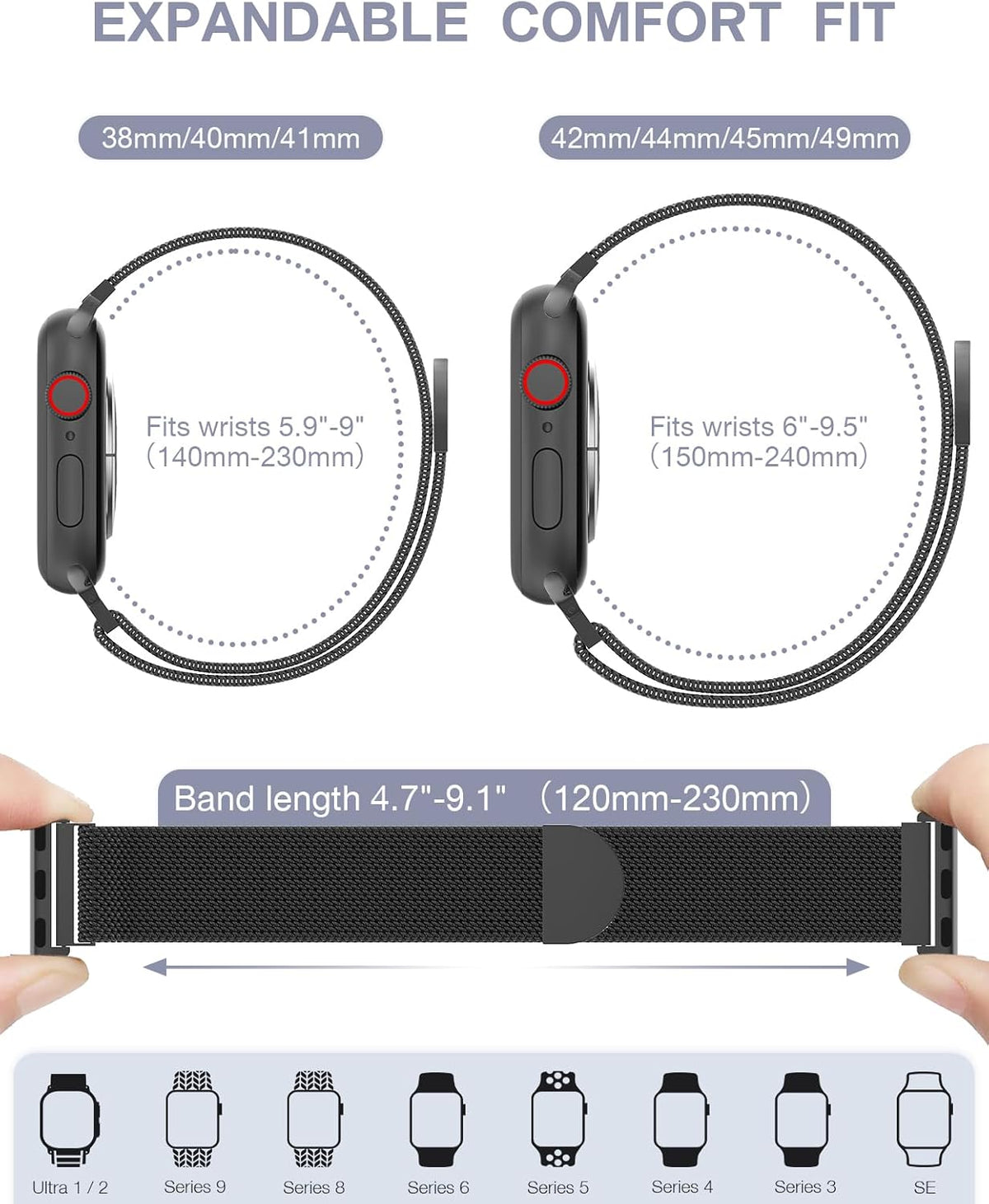 Original Milanese Loop Compatible with Apple Watch Bands for Women & Men