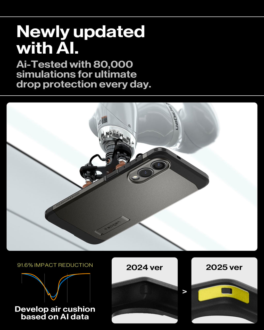 Spigen for Galaxy S25 Plus Case, Tough Armor MagFit [Kickstand] [Compatible with MagSafe] [Military-Grade Protection] - Black
