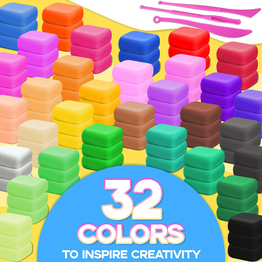 MuseLuxe Air Dry Clay - 32 Colors Modeling Clay Kit with 3 Sculpting Tools