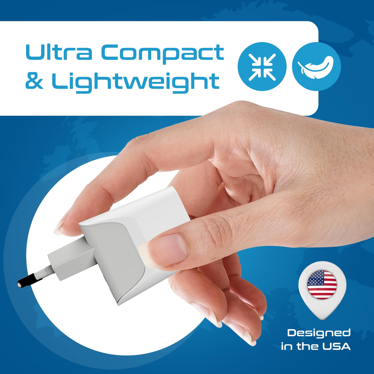 Ceptics 2 in 1 UK Adapters for Travel, Dual USA Input, Grounded, Pack of 3